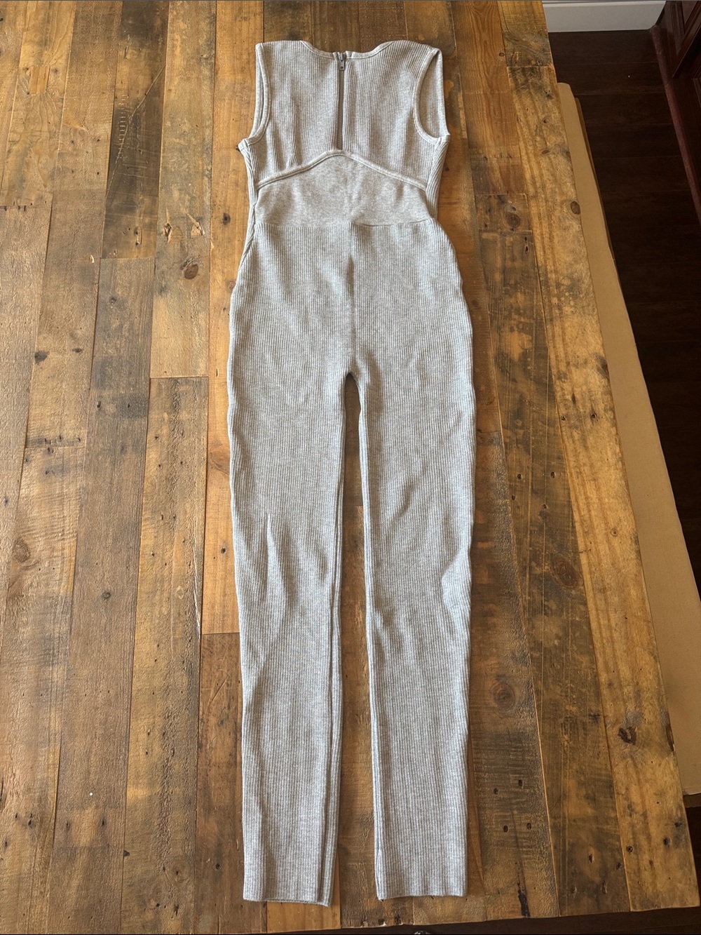 Sleeveless Rib Knit Jumpsuit in Light Gray 😍
